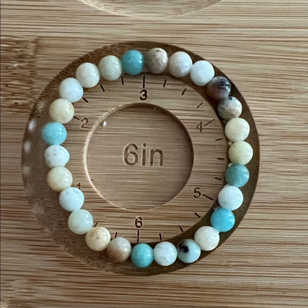 6” Amazonite Bracelet – 6mm Earth Tone Beads, Stretch, Natural Gemstone